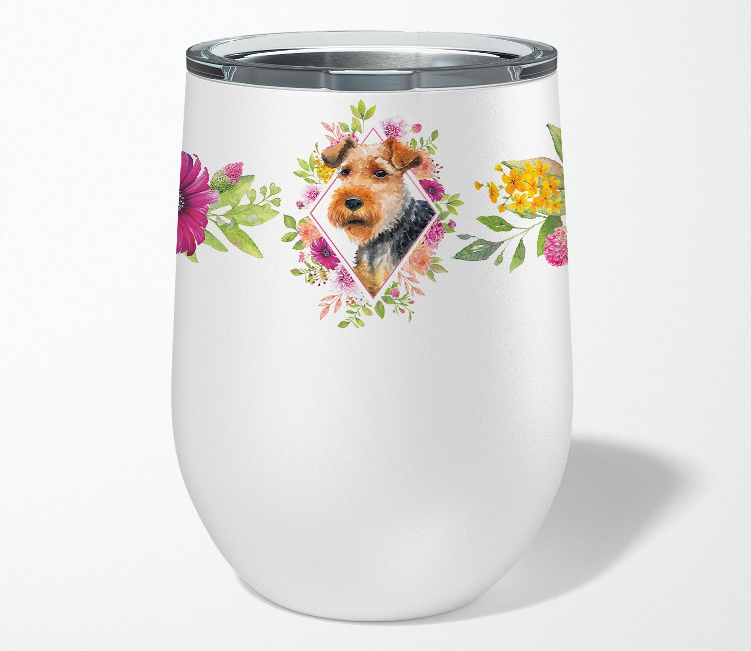 Welsh Terrier Pink Flowers Stainless Steel 12 oz Stemless Wine Glass CK4192TBL12 by Caroline's Treasures
