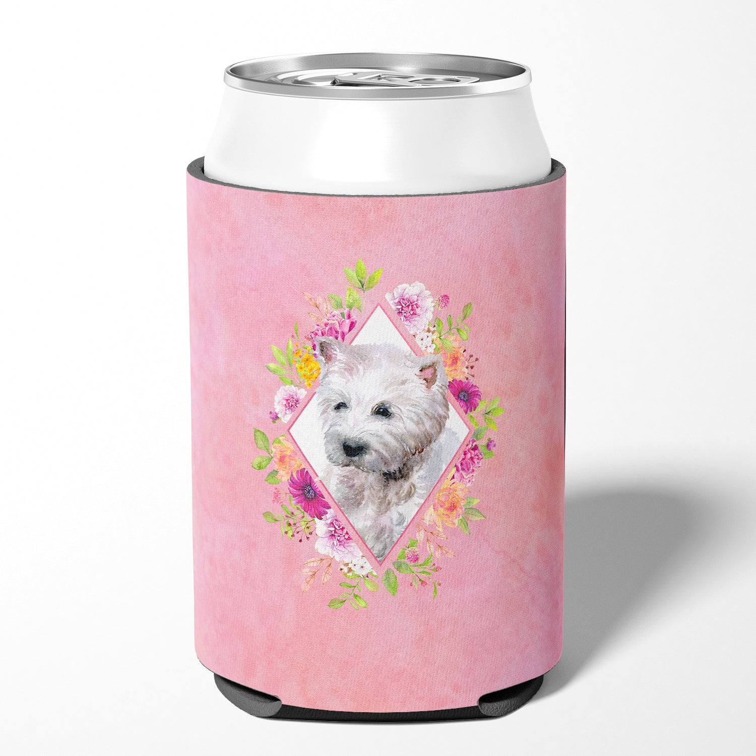 West Highland White Terrier Pink Flowers Can or Bottle Hugger CK4193CC