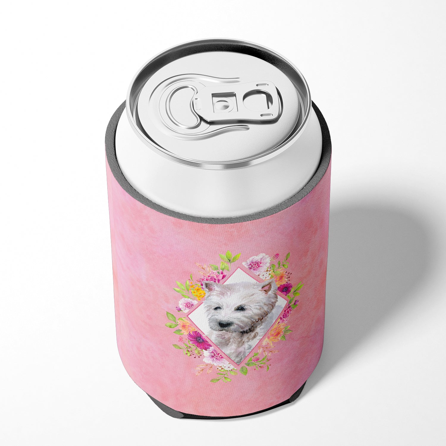 West Highland White Terrier Pink Flowers Can or Bottle Hugger CK4193CC