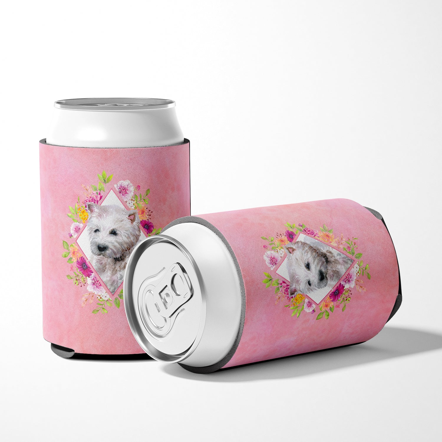 West Highland White Terrier Pink Flowers Can or Bottle Hugger CK4193CC  the-store.com.