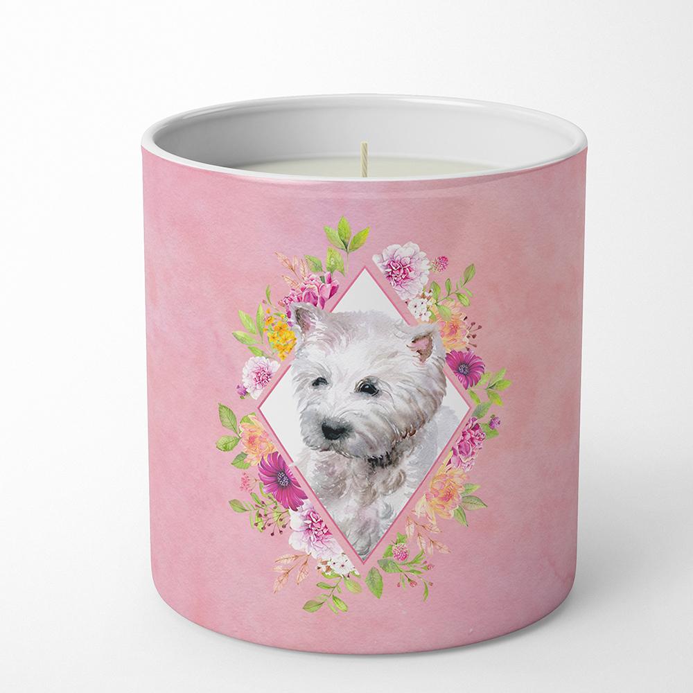 West Highland White Terrier Pink Flowers 10 oz Decorative Soy Candle CK4193CDL by Caroline&#39;s Treasures