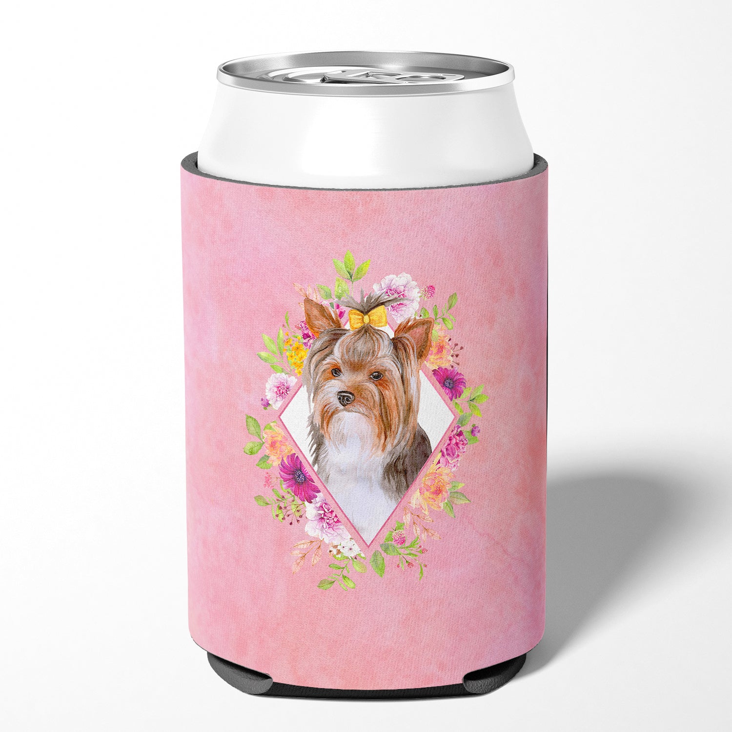 Yorkshire Terrier #1 Pink Flowers Can or Bottle Hugger CK4194CC  the-store.com.