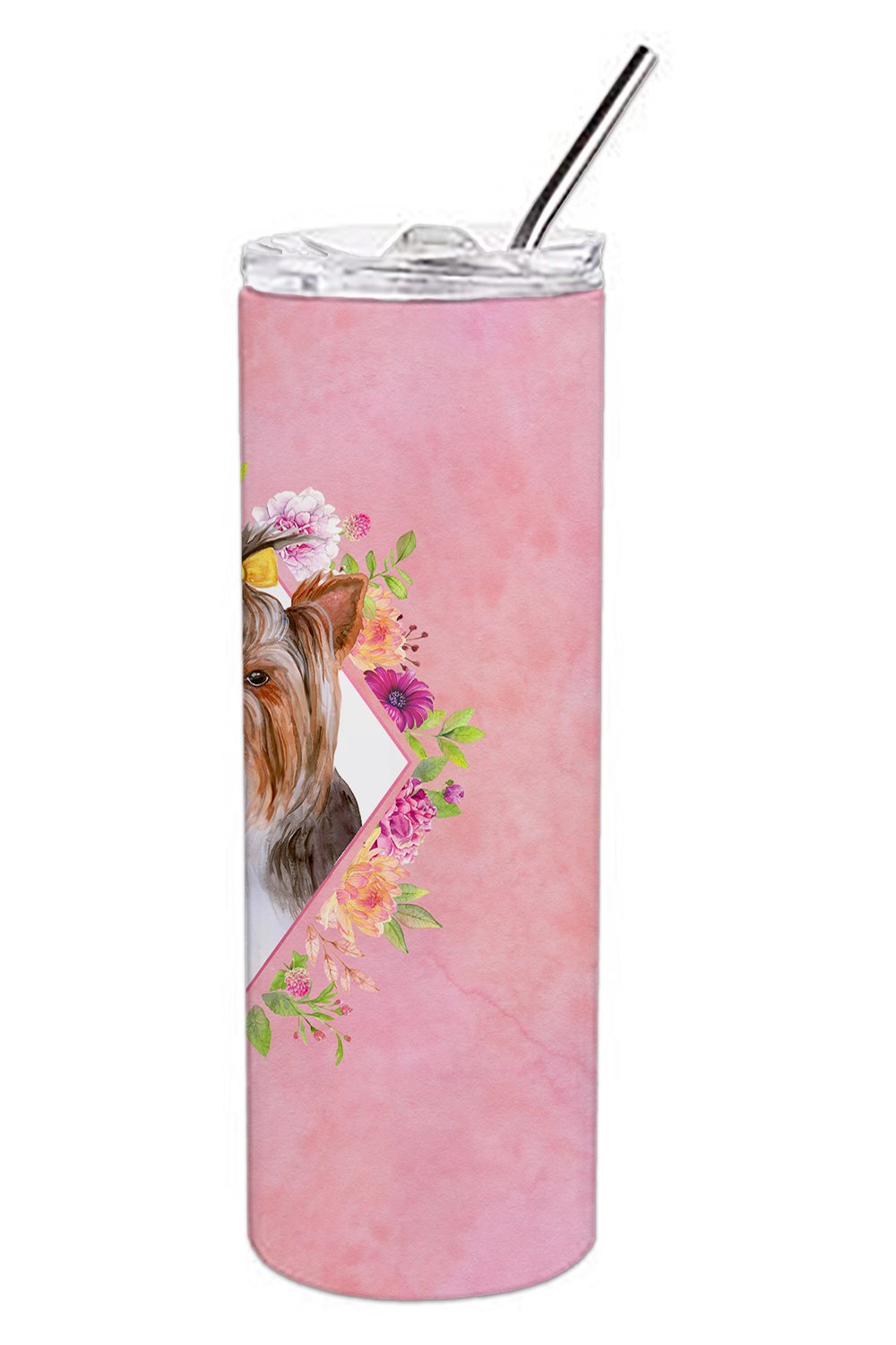 Yorkshire Terrier #1 Pink Flowers Double Walled Stainless Steel 20 oz Skinny Tumbler CK4194TBL20 by Caroline's Treasures