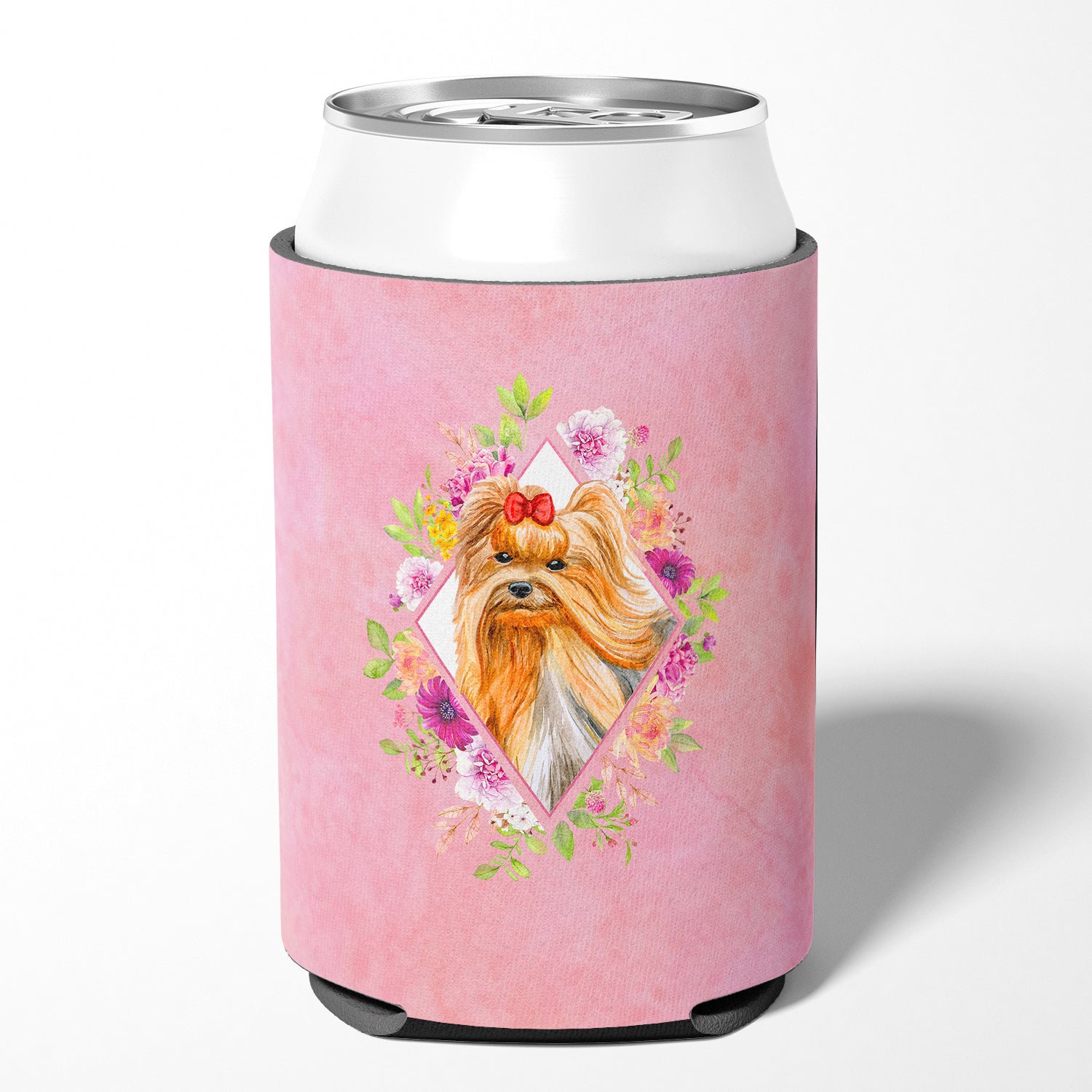Yorkshire Terrier #2 Pink Flowers Can or Bottle Hugger CK4195CC  the-store.com.