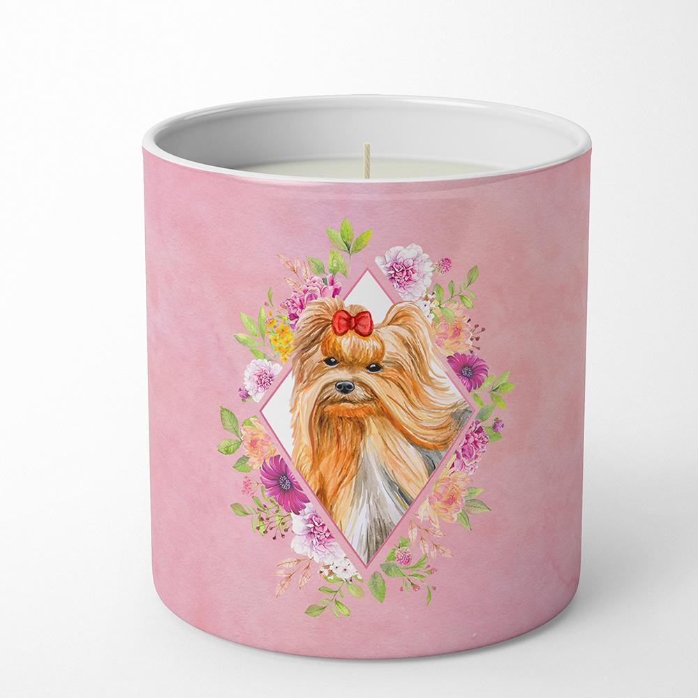 Yorkshire Terrier #2 Pink Flowers 10 oz Decorative Soy Candle CK4195CDL by Caroline&#39;s Treasures