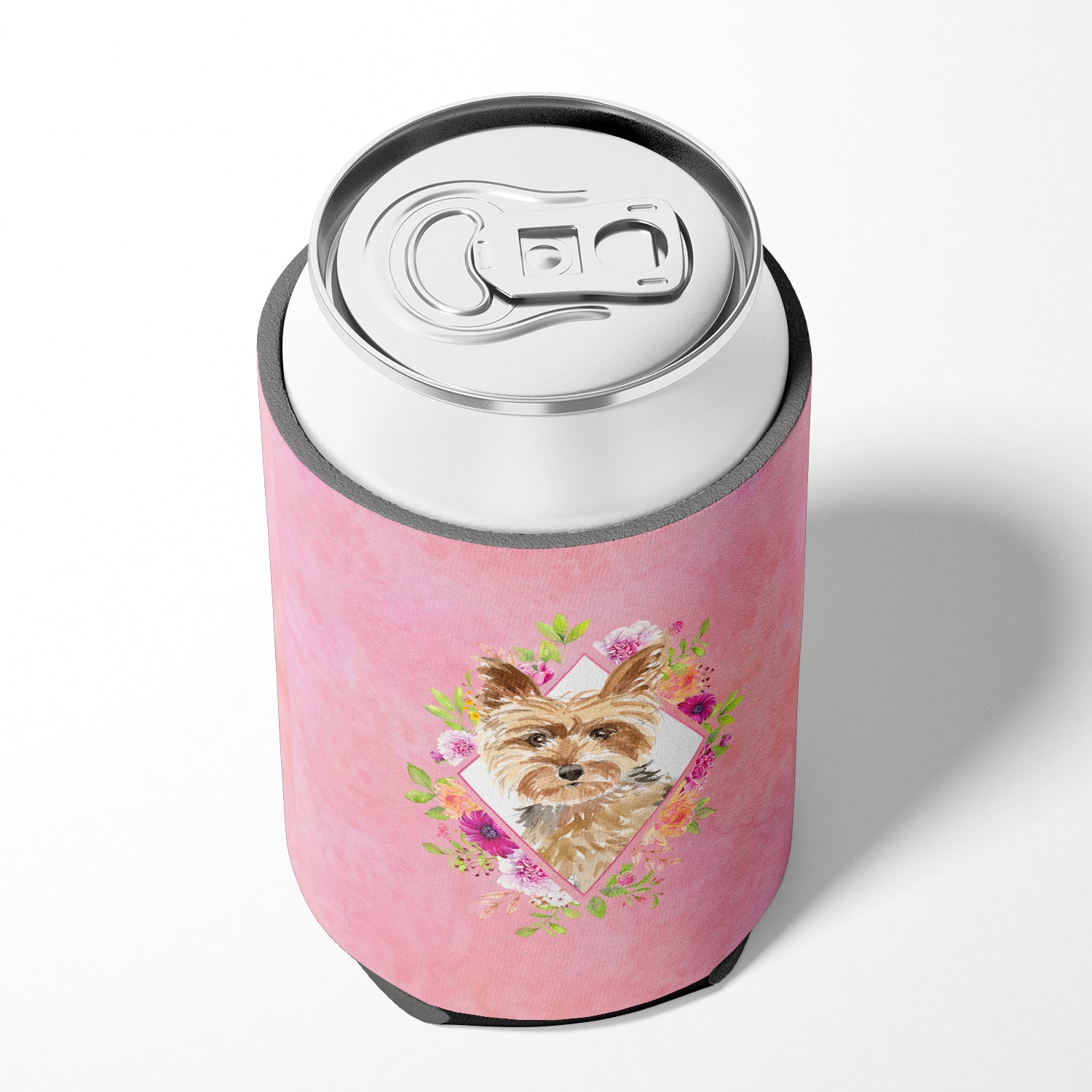 Yorkie Pink Flowers Can or Bottle Hugger CK4197CC