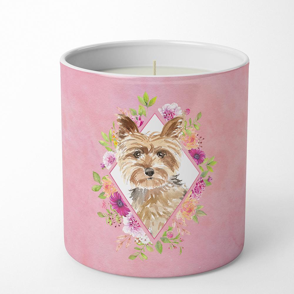 Yorkie Pink Flowers 10 oz Decorative Soy Candle CK4197CDL by Caroline&#39;s Treasures