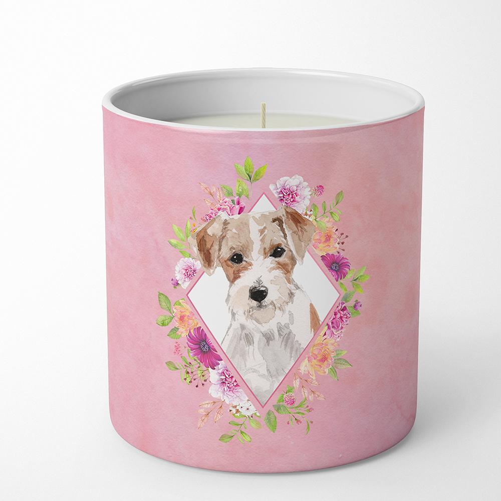 Jack Russell Terrier Pink Flowers 10 oz Decorative Soy Candle CK4198CDL by Caroline&#39;s Treasures