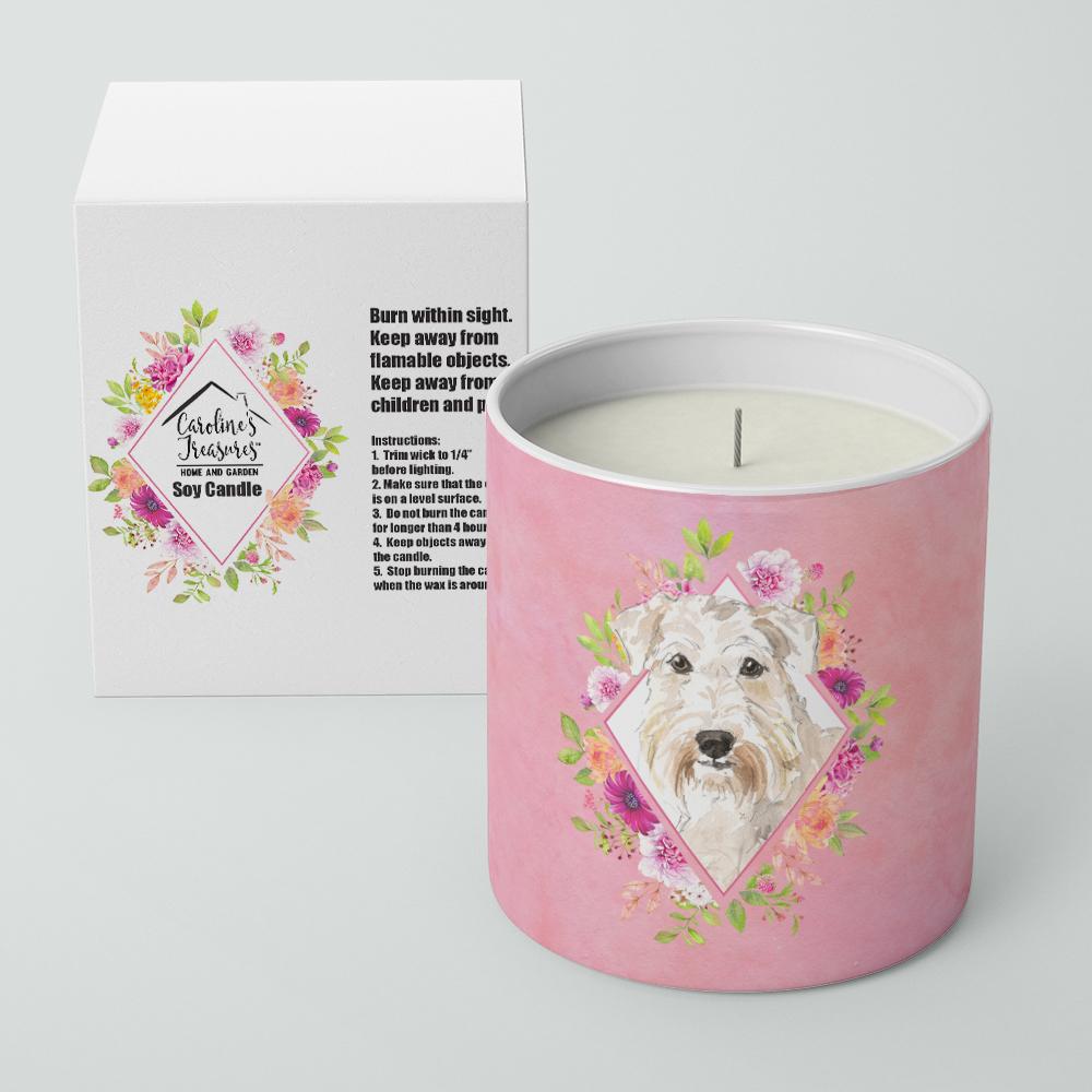 Wheaten Terrier Pink Flowers 10 oz Decorative Soy Candle CK4202CDL by Caroline's Treasures