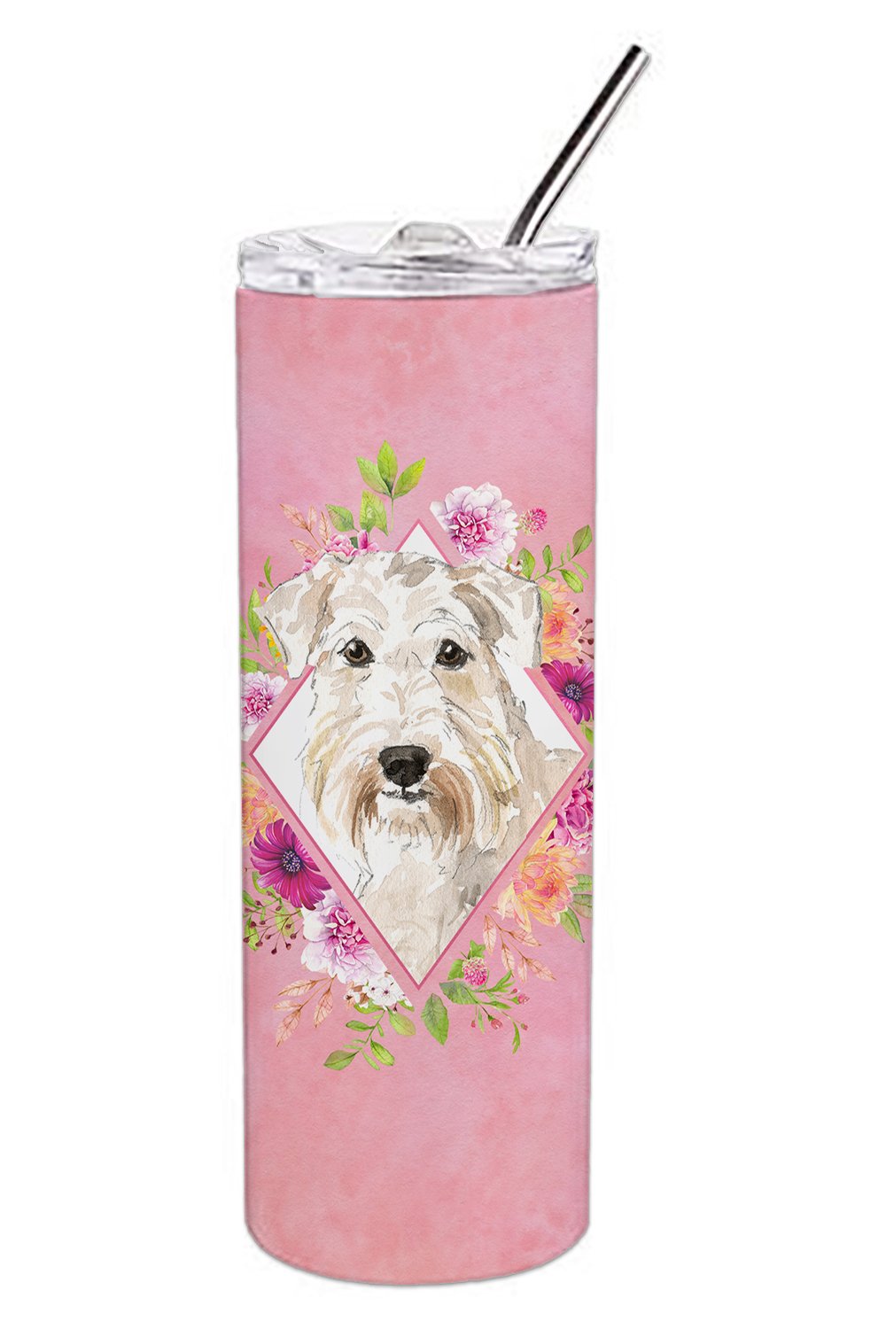Wheaten Terrier Pink Flowers Double Walled Stainless Steel 20 oz Skinny Tumbler CK4202TBL20 by Caroline&#39;s Treasures