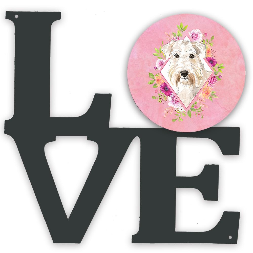 Wheaten Terrier Pink Flowers Metal Wall Artwork LOVE CK4202WALV by Caroline&#39;s Treasures
