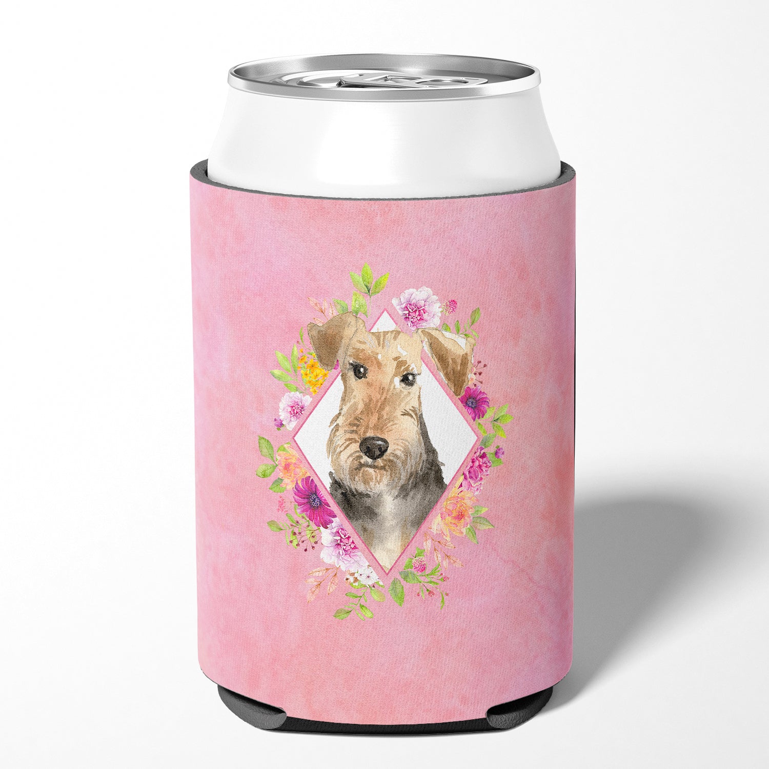 Airedale Terrier Pink Flowers Can or Bottle Hugger CK4204CC  the-store.com.