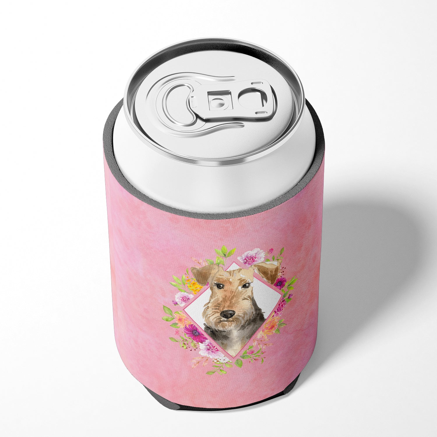 Airedale Terrier Pink Flowers Can or Bottle Hugger CK4204CC  the-store.com.