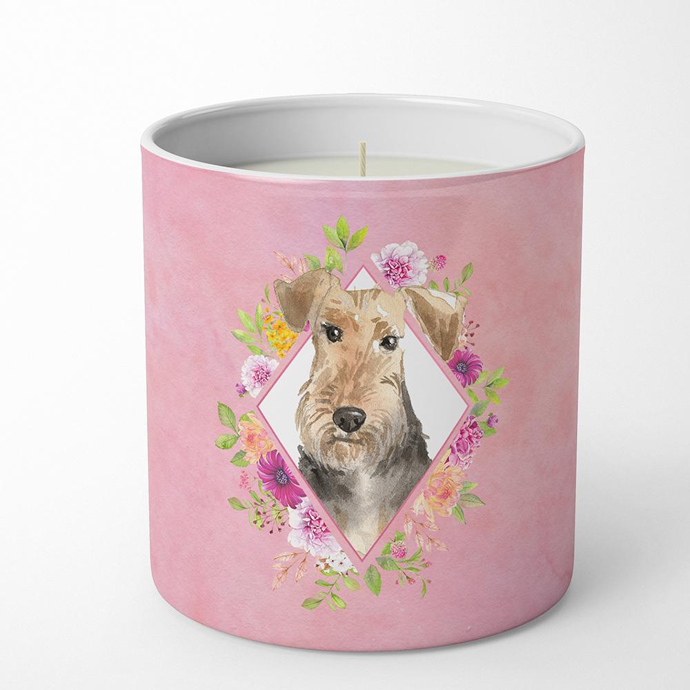 Airedale Terrier Pink Flowers 10 oz Decorative Soy Candle CK4204CDL by Caroline&#39;s Treasures