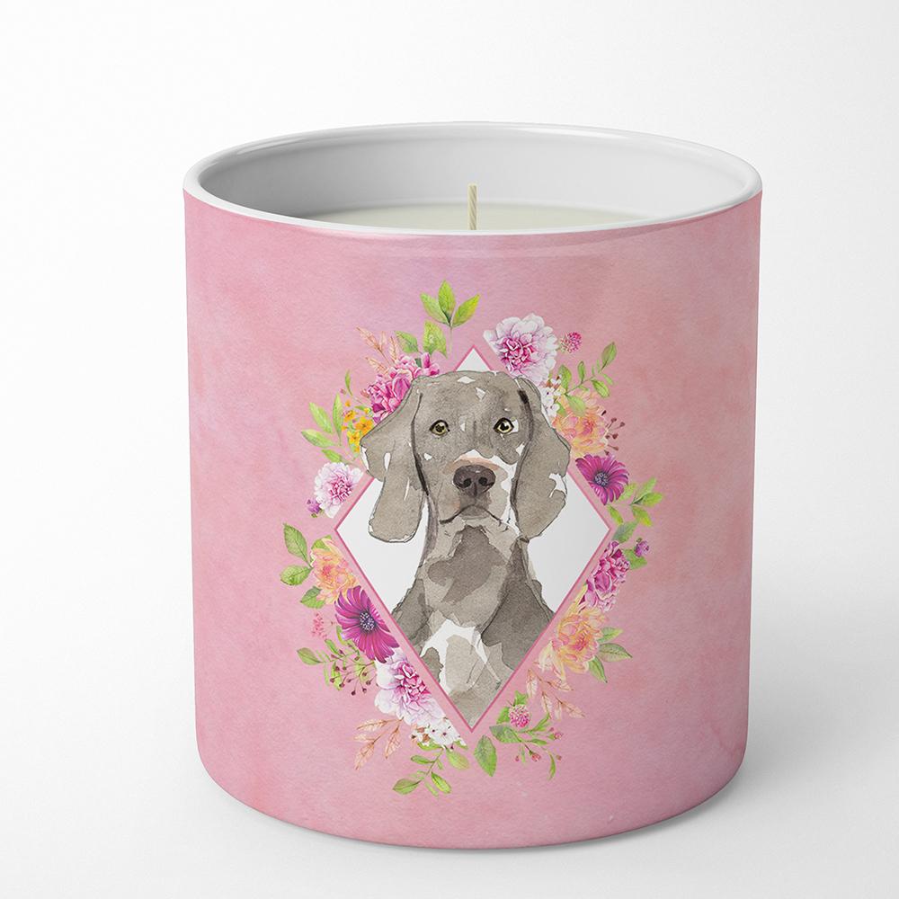 Weimaraner Pink Flowers 10 oz Decorative Soy Candle CK4205CDL by Caroline&#39;s Treasures