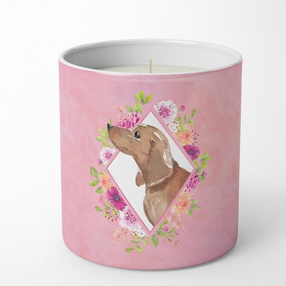 Dachshund Pink Flowers 10 oz Decorative Soy Candle CK4207CDL by Caroline&#39;s Treasures
