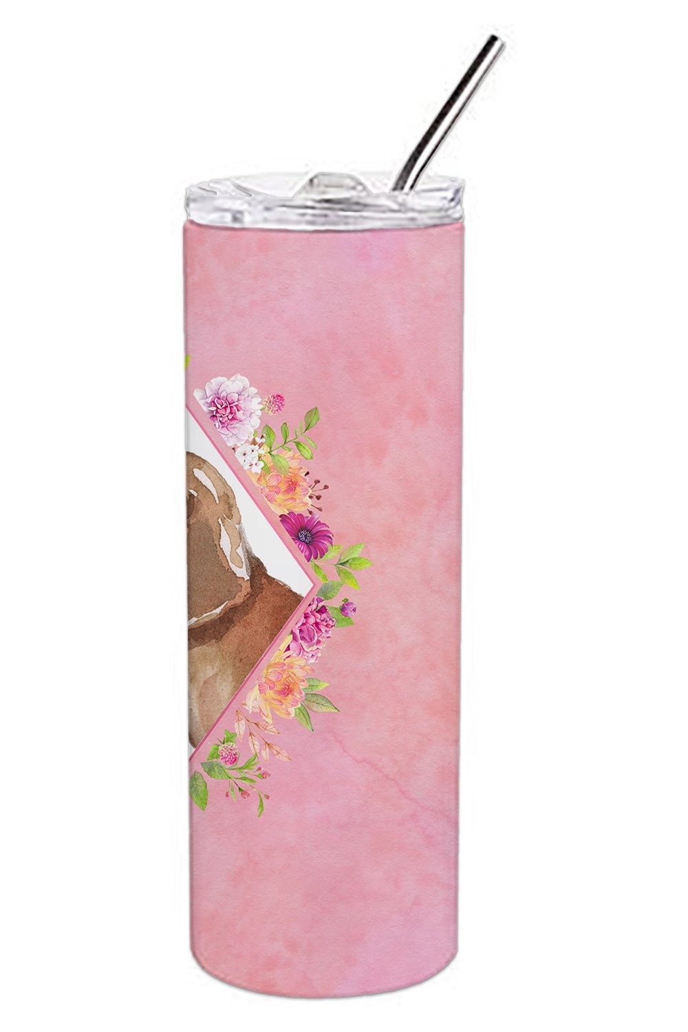 Dachshund Pink Flowers Double Walled Stainless Steel 20 oz Skinny Tumbler CK4207TBL20 by Caroline's Treasures