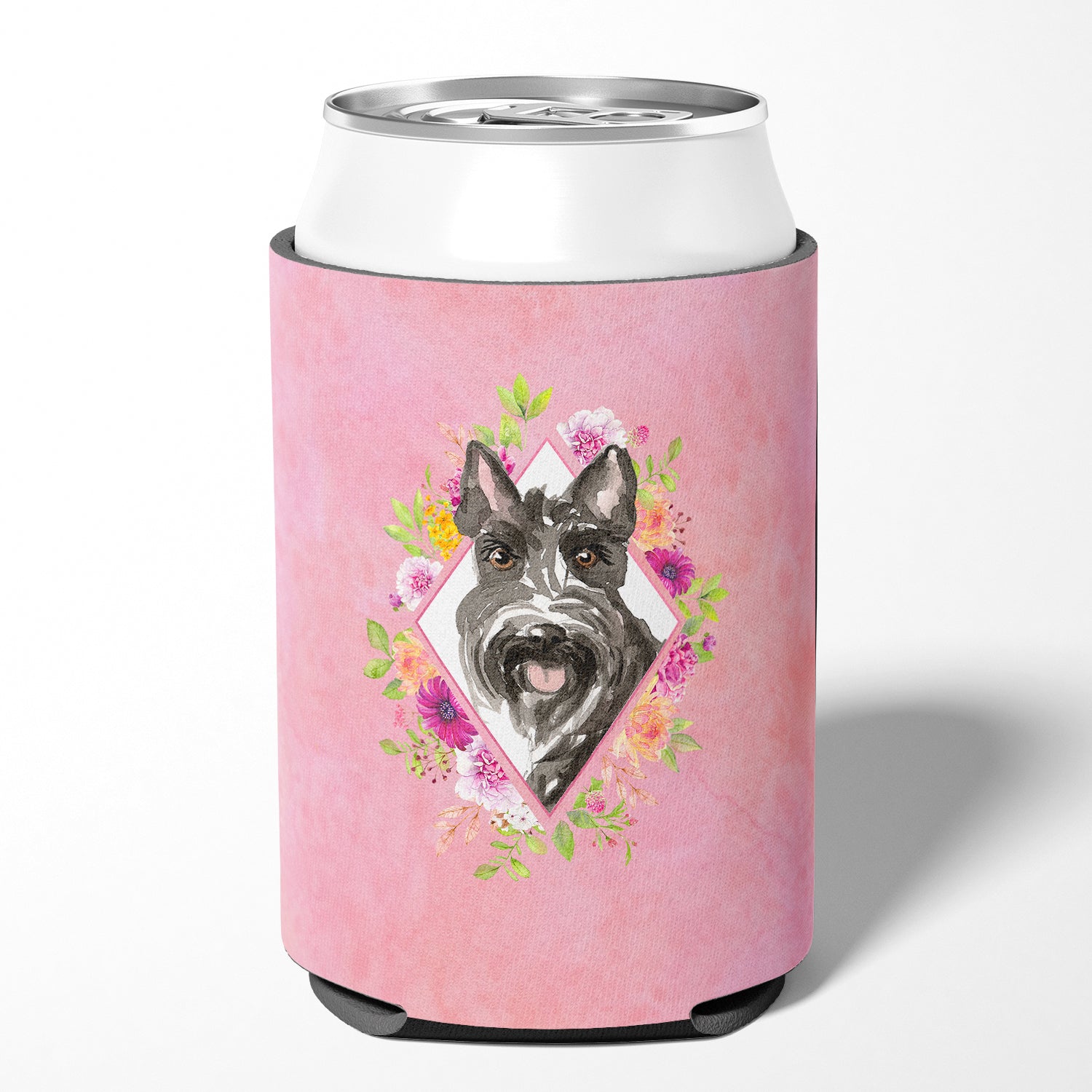 Scottish Terrier Pink Flowers Can or Bottle Hugger CK4214CC  the-store.com.