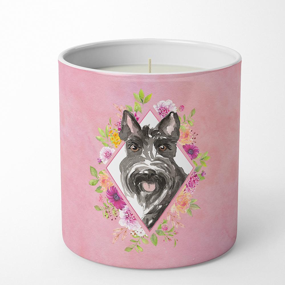 Scottish Terrier Pink Flowers 10 oz Decorative Soy Candle CK4214CDL by Caroline&#39;s Treasures