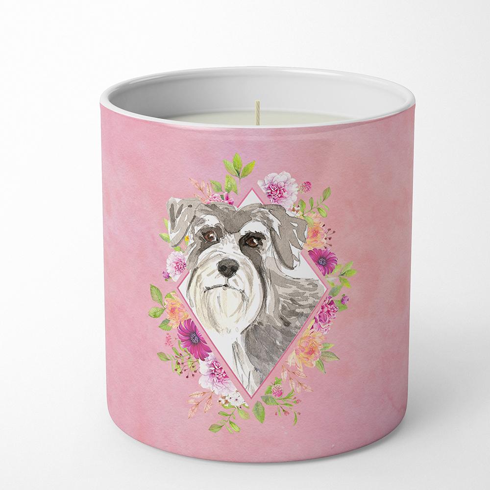 Schnauzer #1 Pink Flowers 10 oz Decorative Soy Candle CK4215CDL by Caroline&#39;s Treasures