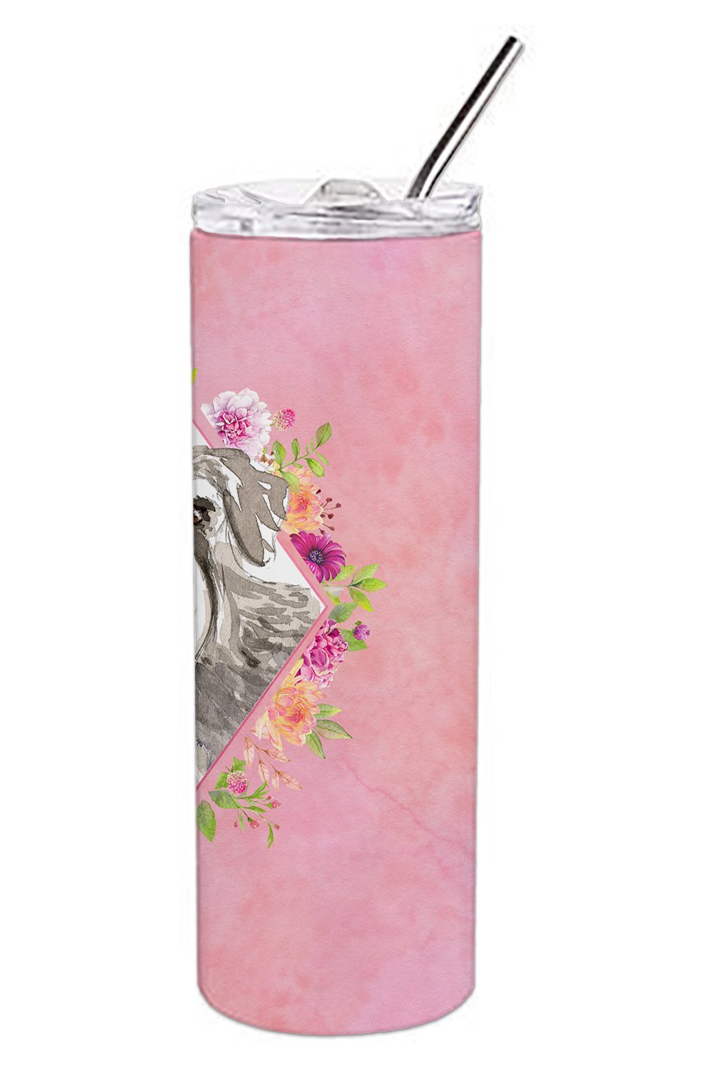 Schnauzer #1 Pink Flowers Double Walled Stainless Steel 20 oz Skinny Tumbler CK4215TBL20 by Caroline's Treasures
