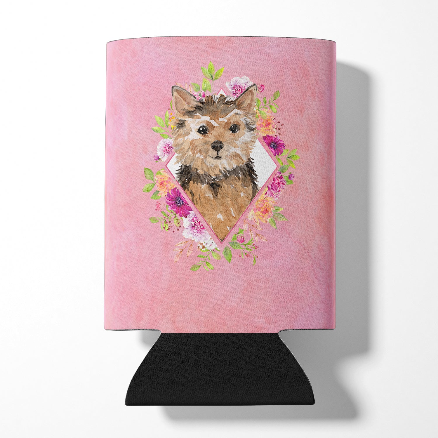 Norwich Terrier Pink Flowers Can or Bottle Hugger CK4220CC  the-store.com.
