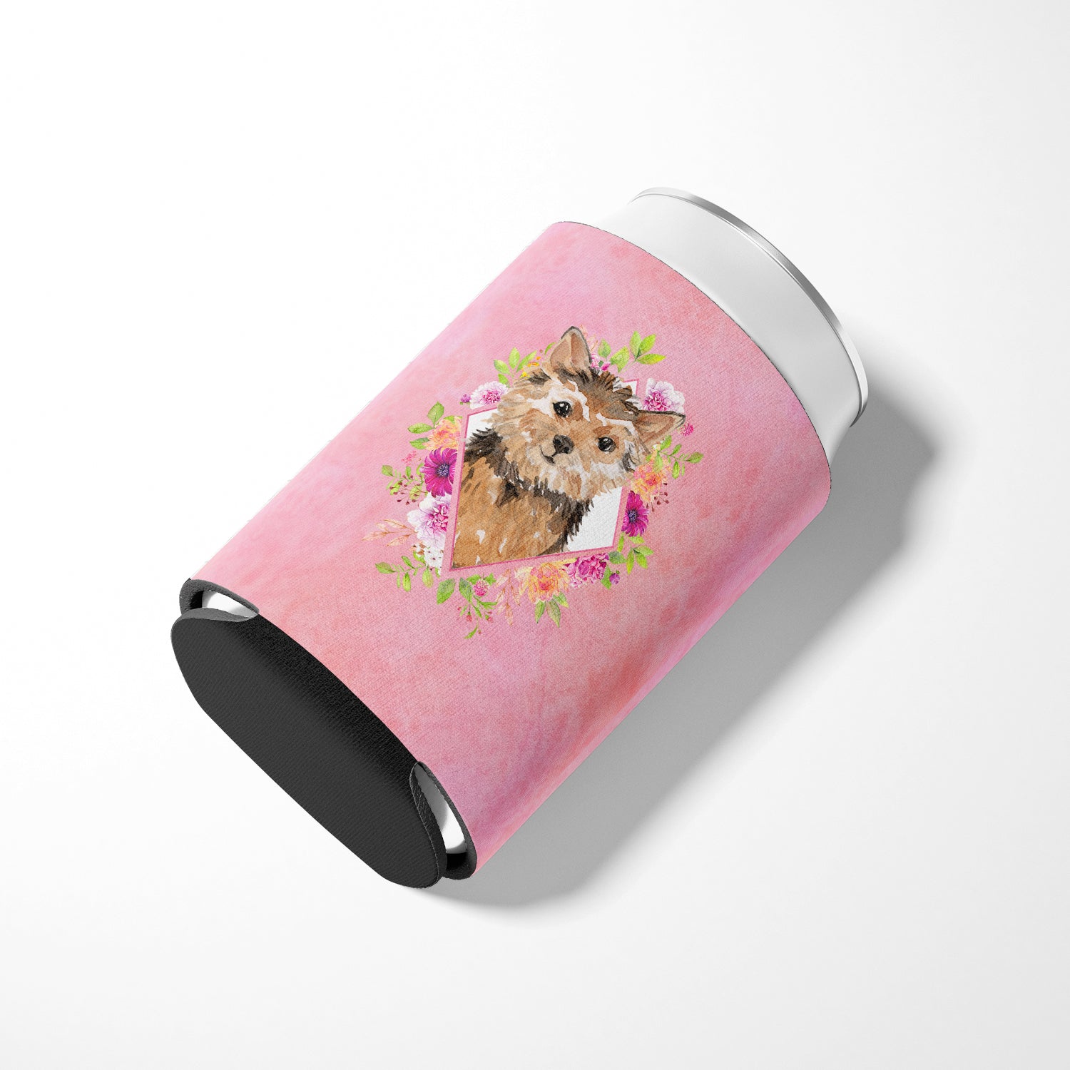 Norwich Terrier Pink Flowers Can or Bottle Hugger CK4220CC  the-store.com.