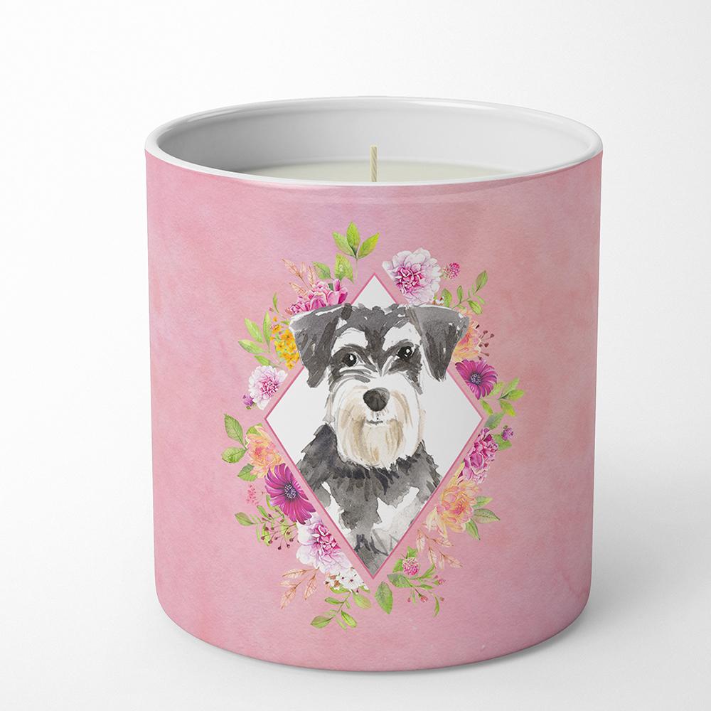 Schnauzer #2 Pink Flowers 10 oz Decorative Soy Candle CK4222CDL by Caroline&#39;s Treasures