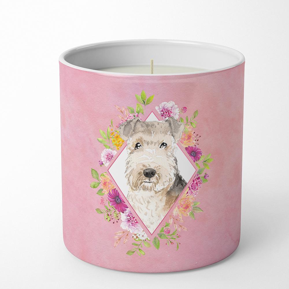 Lakeland Terrier Pink Flowers 10 oz Decorative Soy Candle CK4226CDL by Caroline's Treasures