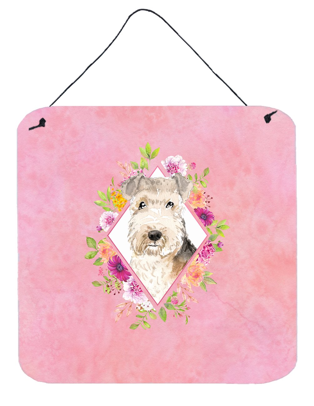 Lakeland Terrier Pink Flowers Wall or Door Hanging Prints CK4226DS66 by Caroline&#39;s Treasures