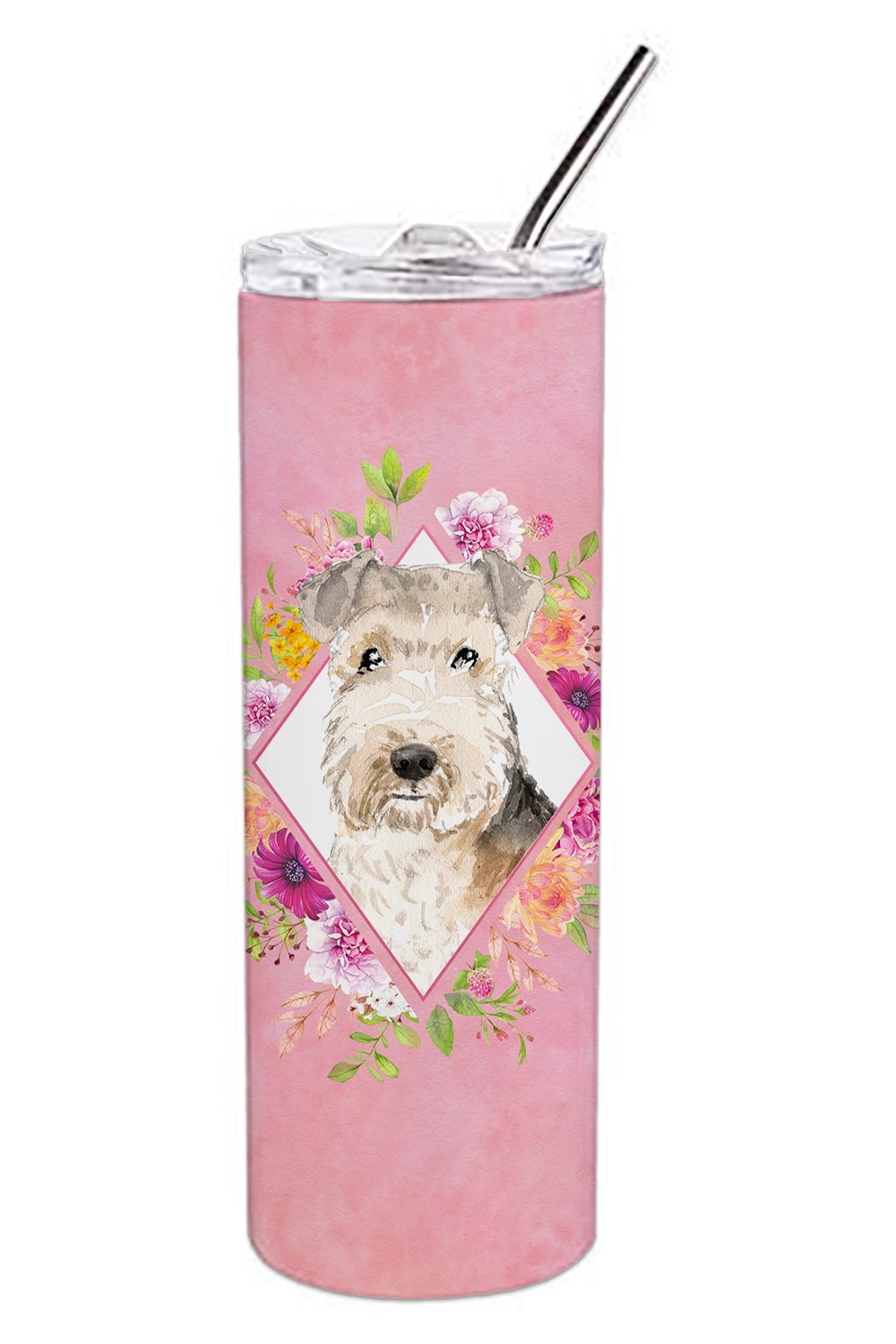 Lakeland Terrier Pink Flowers Double Walled Stainless Steel 20 oz Skinny Tumbler CK4226TBL20 by Caroline&#39;s Treasures