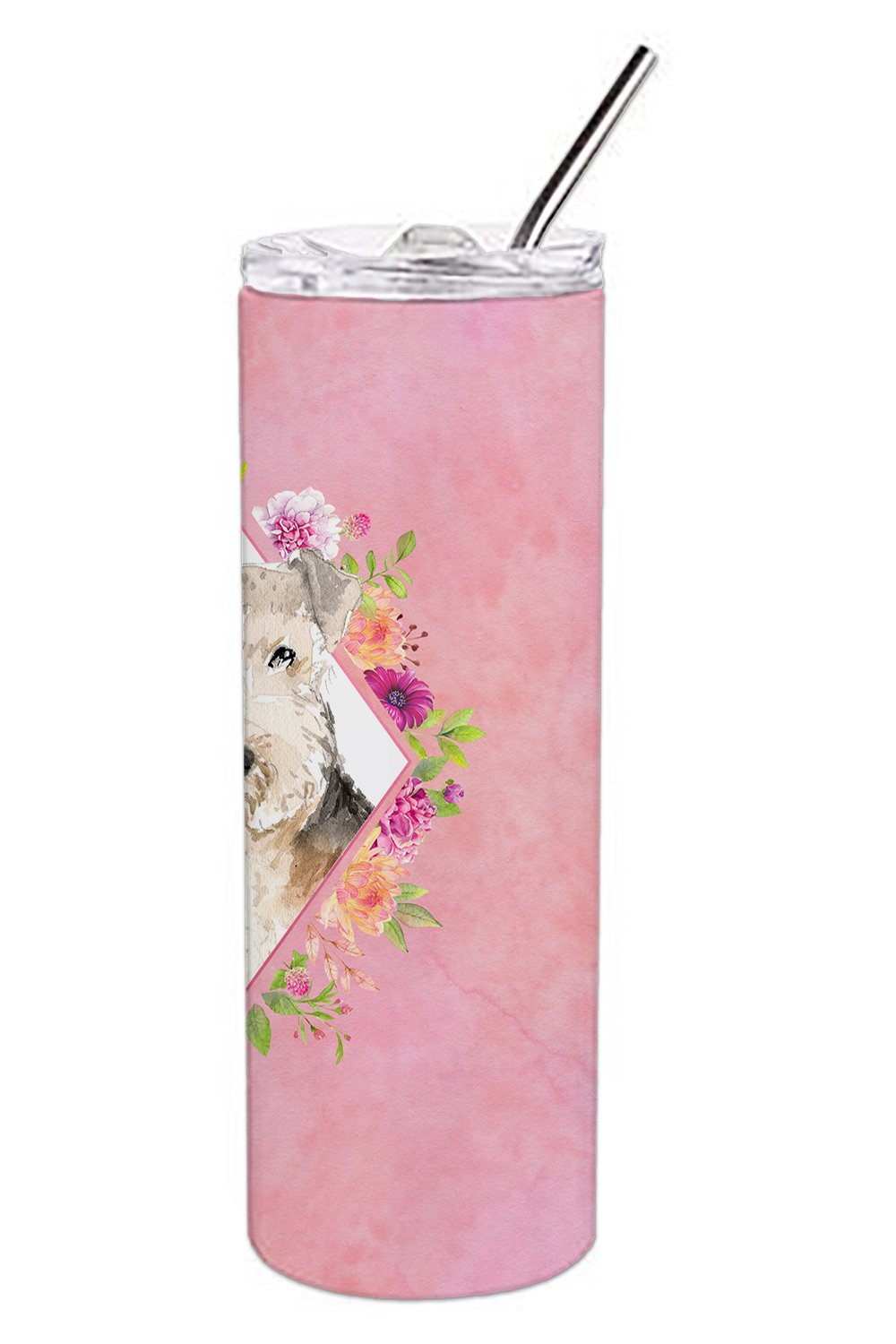 Lakeland Terrier Pink Flowers Double Walled Stainless Steel 20 oz Skinny Tumbler CK4226TBL20 by Caroline's Treasures