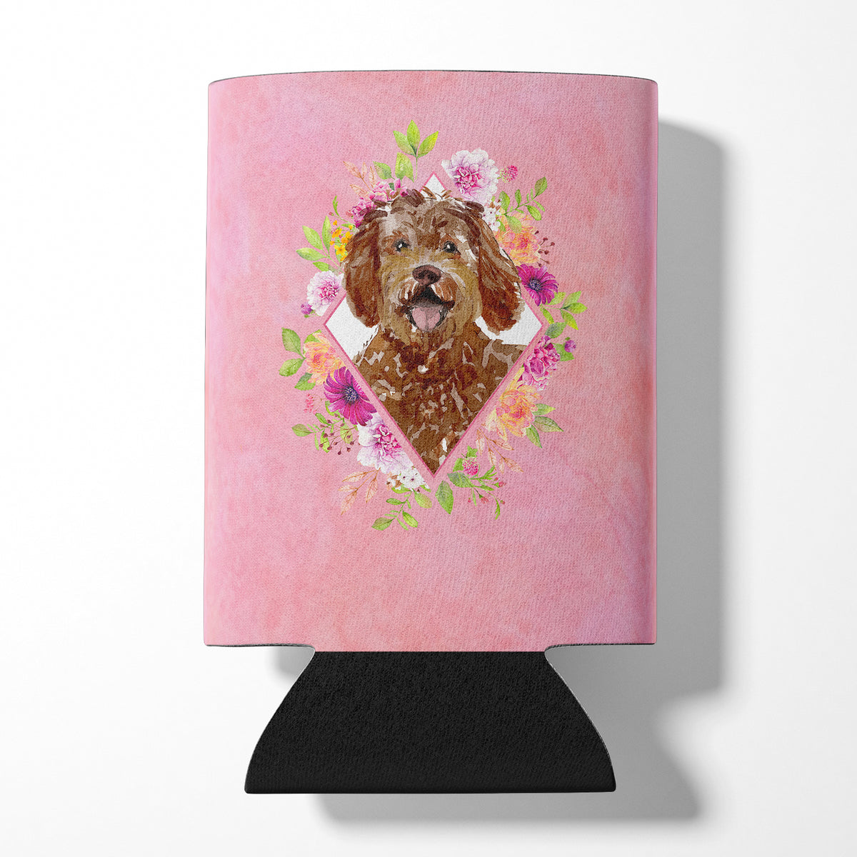 Labradoodle Pink Flowers Can or Bottle Hugger CK4228CC  the-store.com.