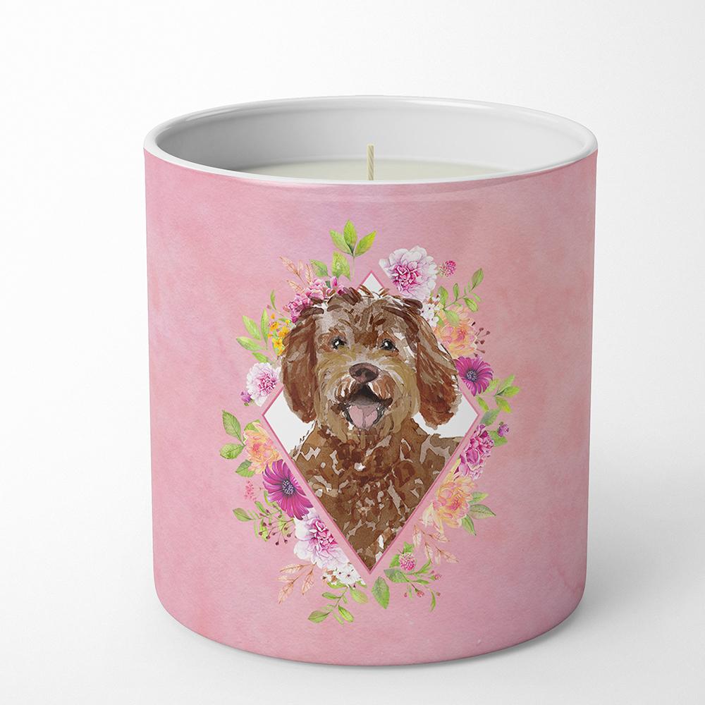 Labradoodle Pink Flowers 10 oz Decorative Soy Candle CK4228CDL by Caroline&#39;s Treasures