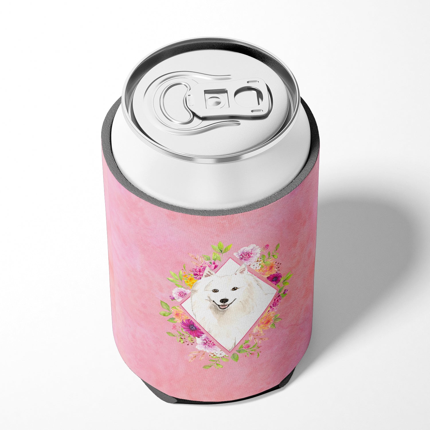 Japanese Spitz Pink Flowers Can or Bottle Hugger CK4229CC  the-store.com.