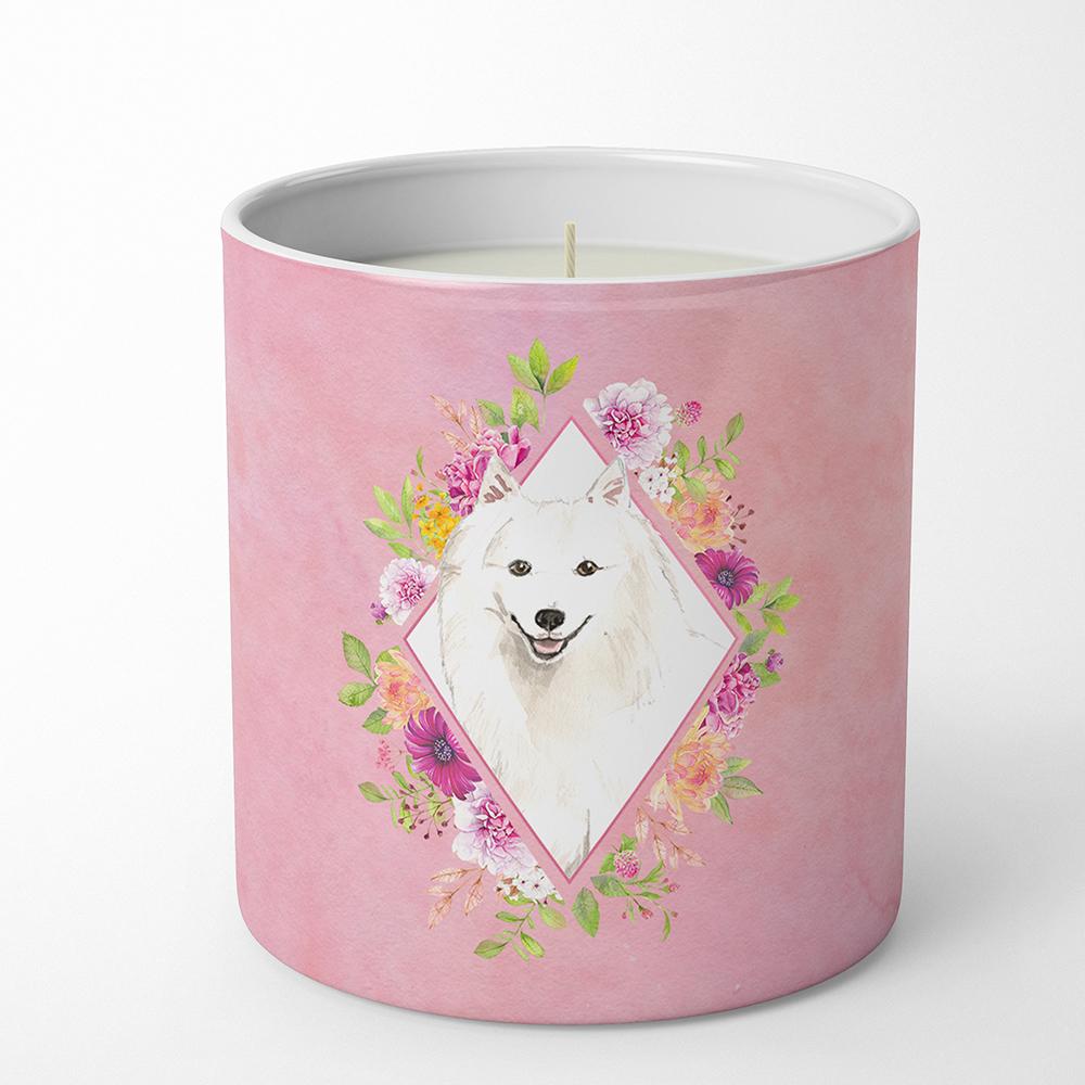Japanese Spitz Pink Flowers 10 oz Decorative Soy Candle CK4229CDL by Caroline&#39;s Treasures