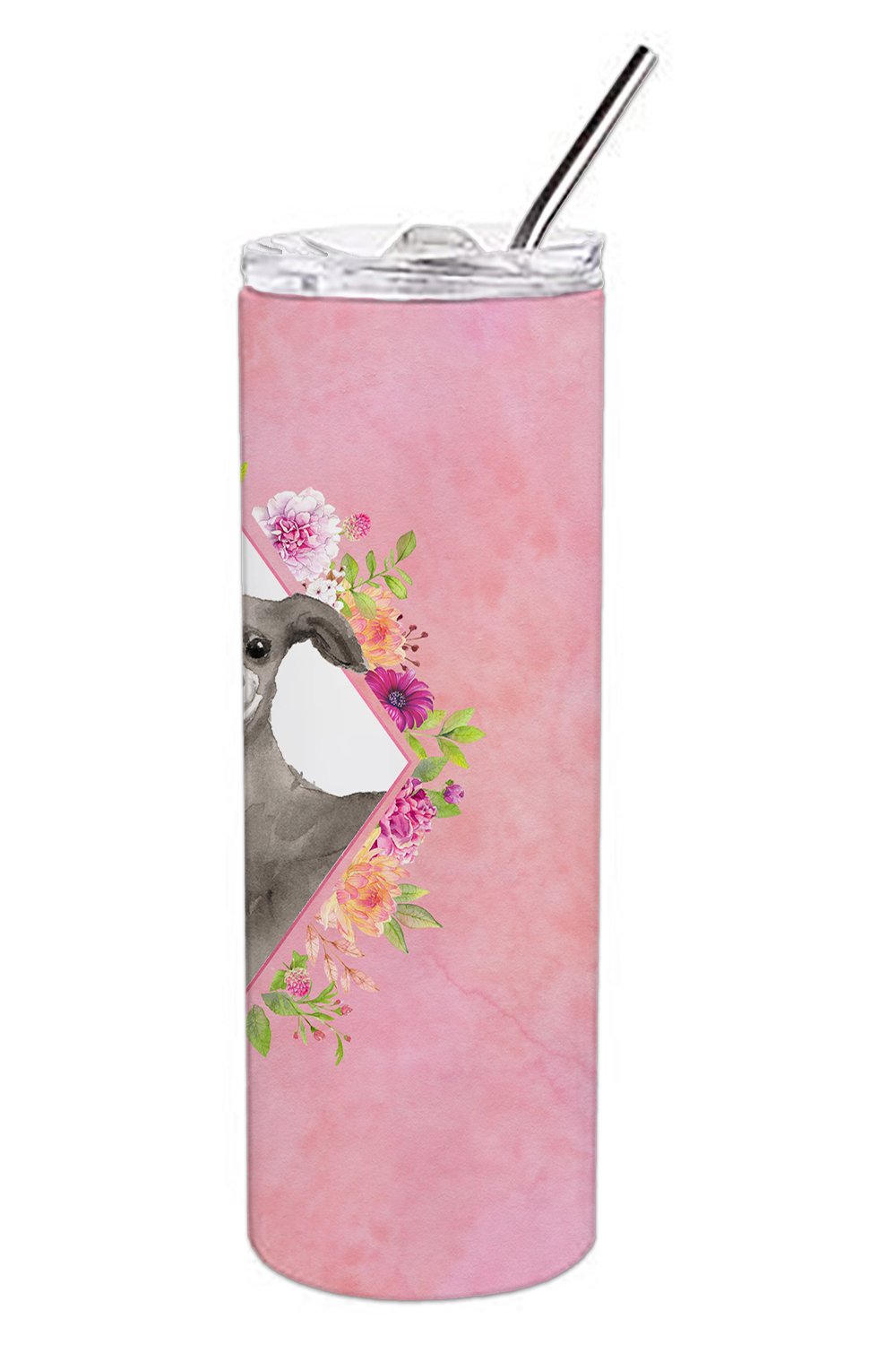 Italian Greyhound Pink Flowers Double Walled Stainless Steel 20 oz Skinny Tumbler CK4230TBL20 by Caroline's Treasures