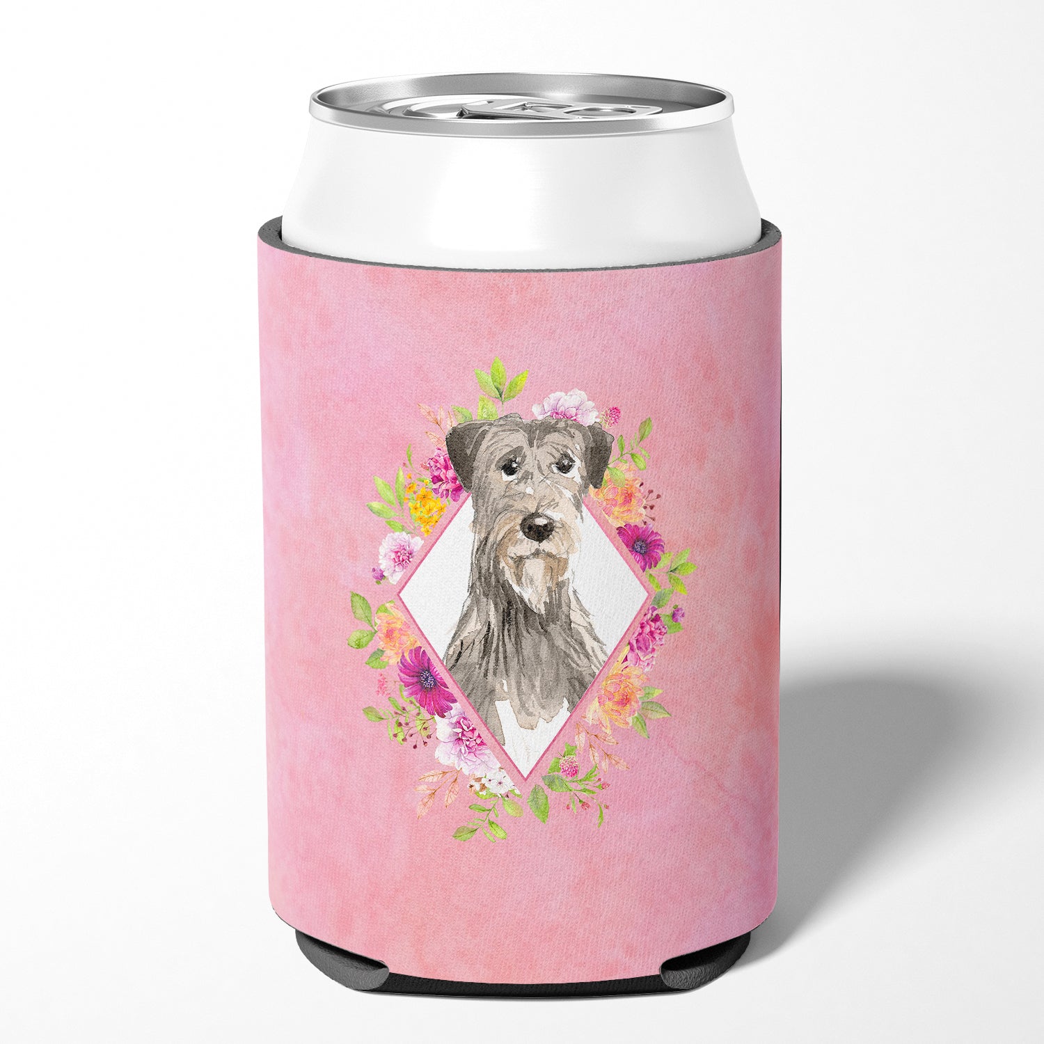 Irish Wolfhound Pink Flowers Can or Bottle Hugger CK4231CC