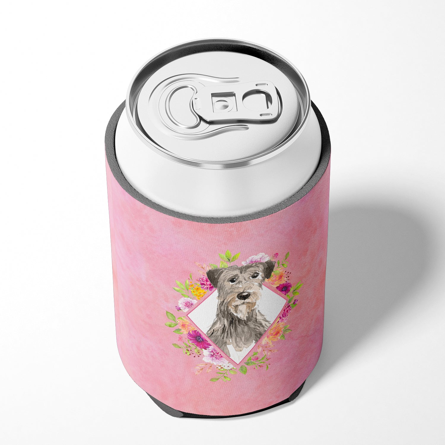 Irish Wolfhound Pink Flowers Can or Bottle Hugger CK4231CC  the-store.com.