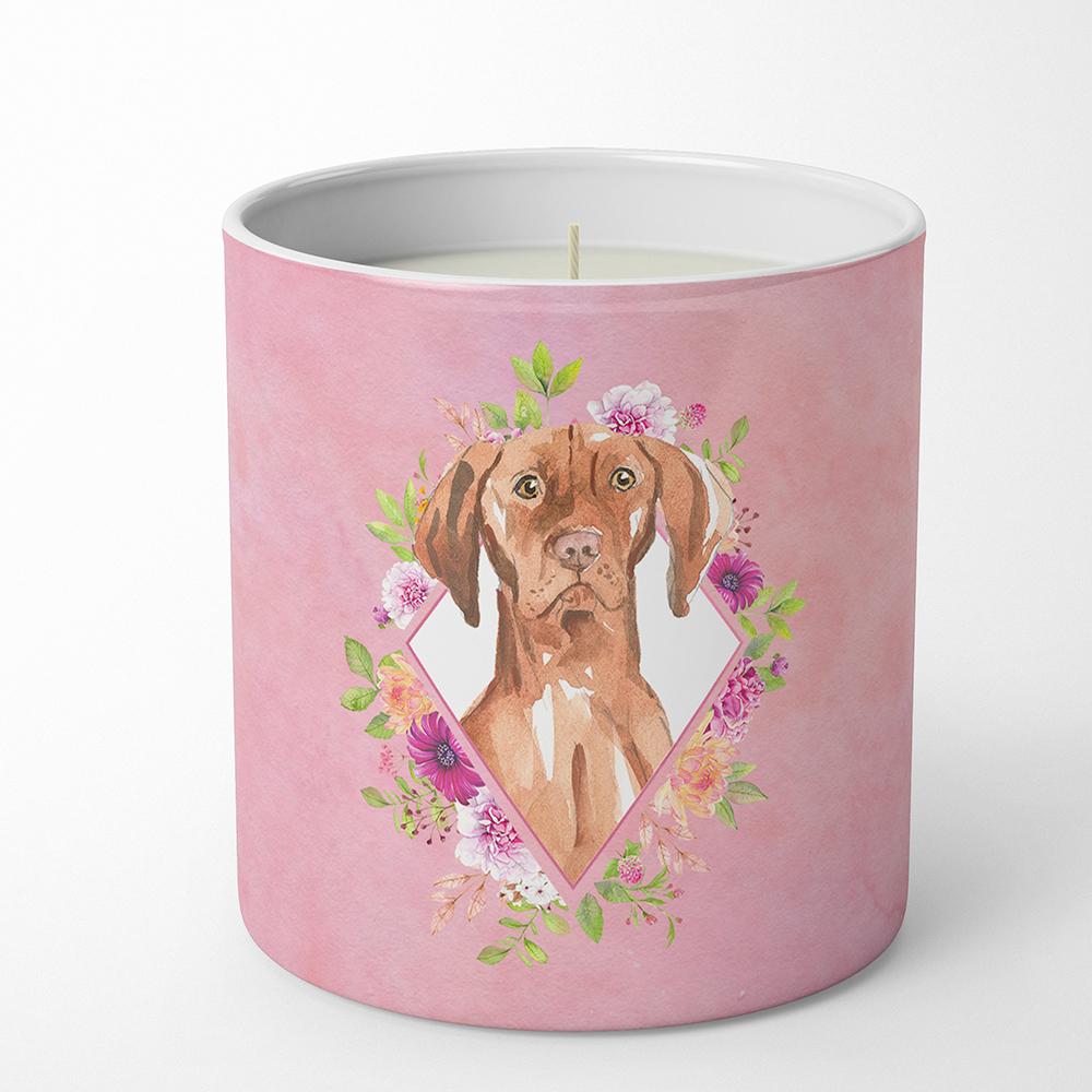 Vizsla Pink Flowers 10 oz Decorative Soy Candle CK4232CDL by Caroline&#39;s Treasures