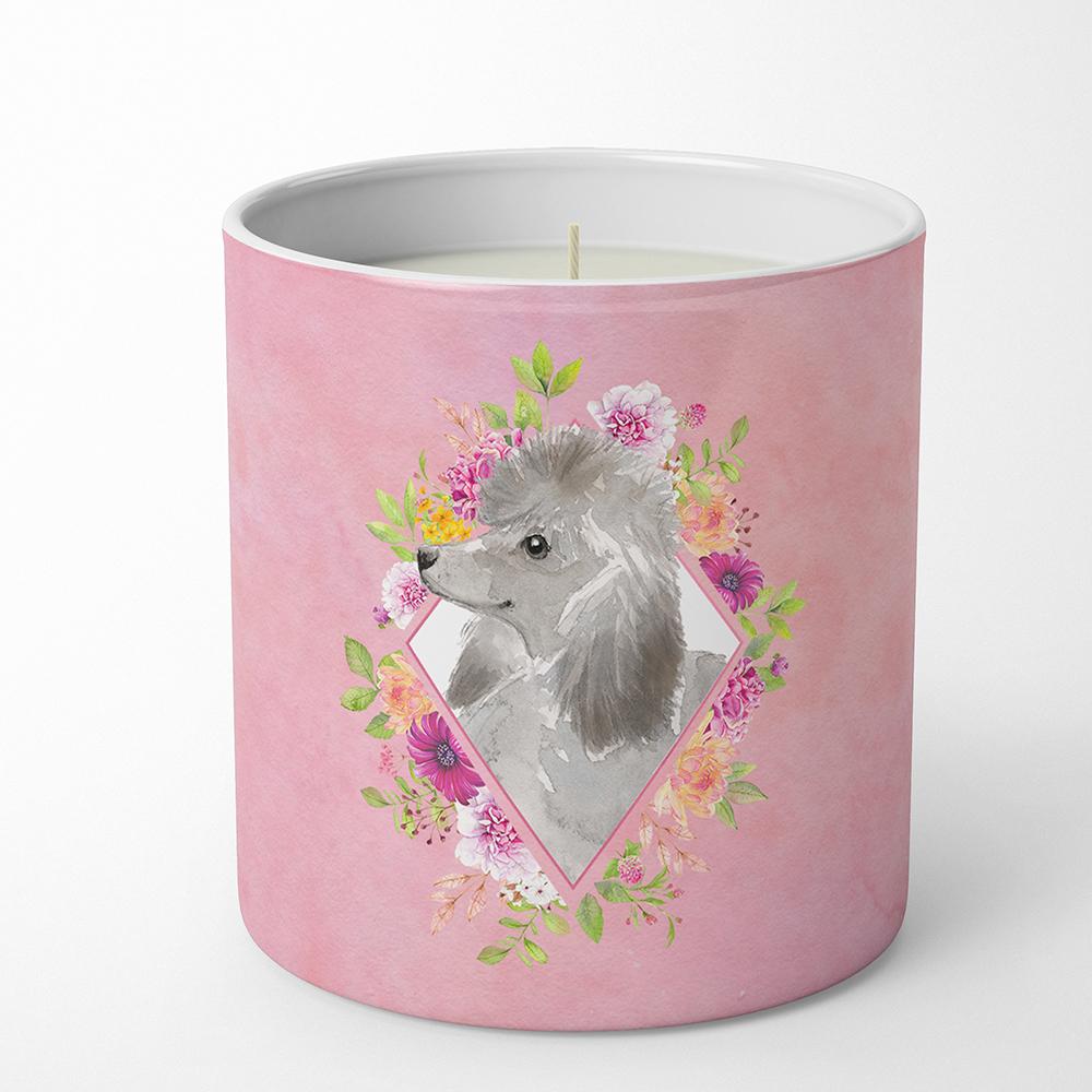 Grey Standard Poodle Pink Flowers 10 oz Decorative Soy Candle CK4233CDL by Caroline&#39;s Treasures