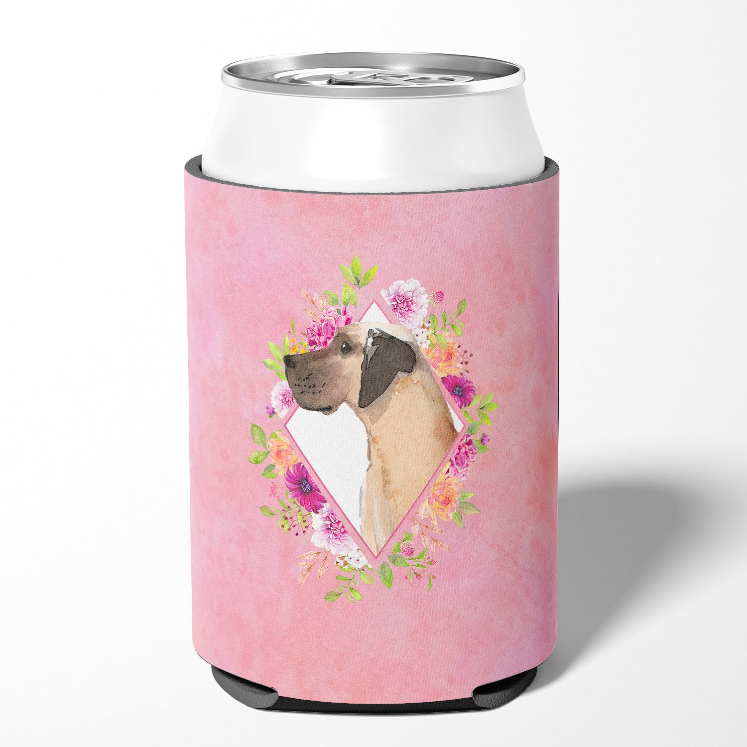 Fawn Great Dane Pink Flowers Can or Bottle Hugger CK4234CC