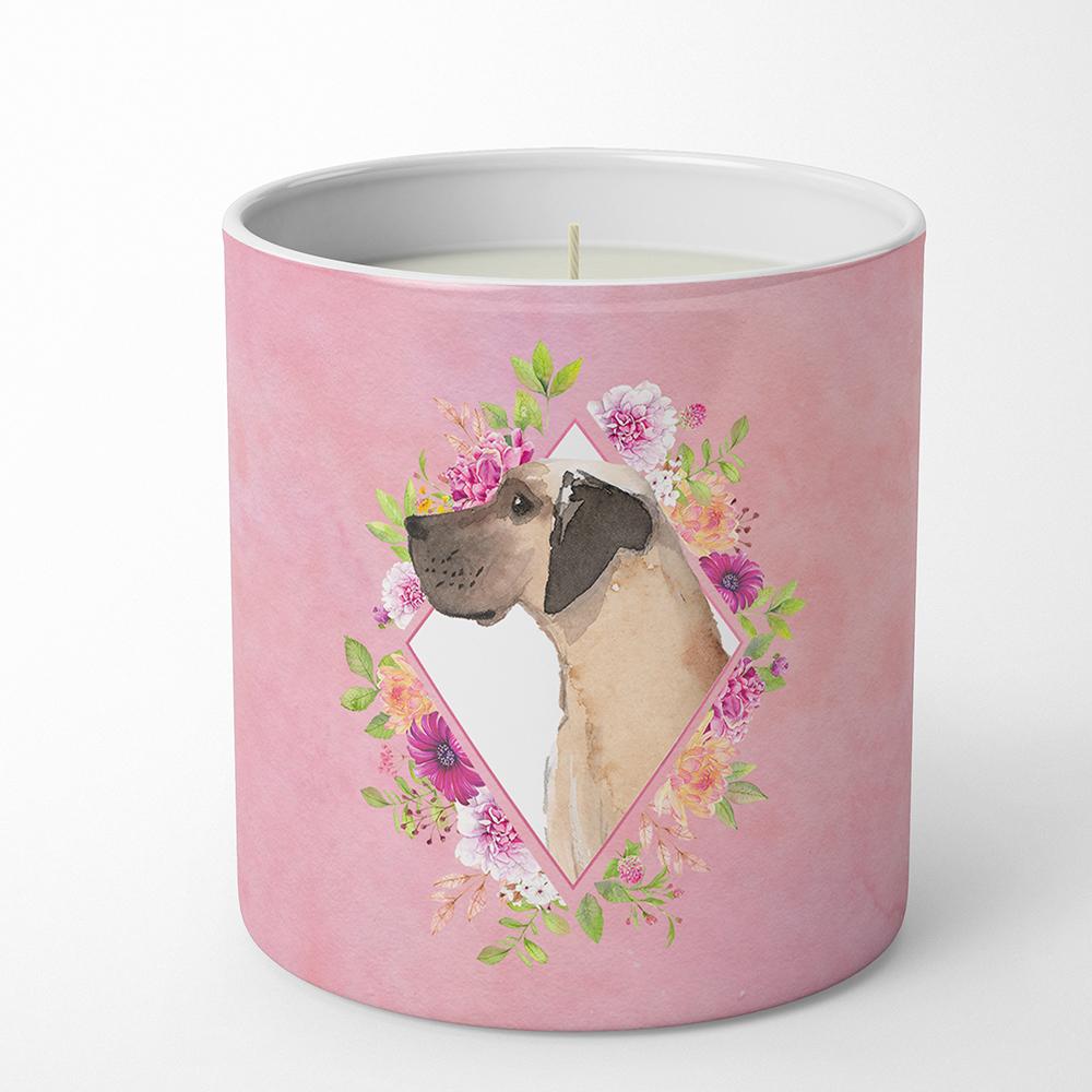 Fawn Great Dane Pink Flowers 10 oz Decorative Soy Candle CK4234CDL by Caroline&#39;s Treasures