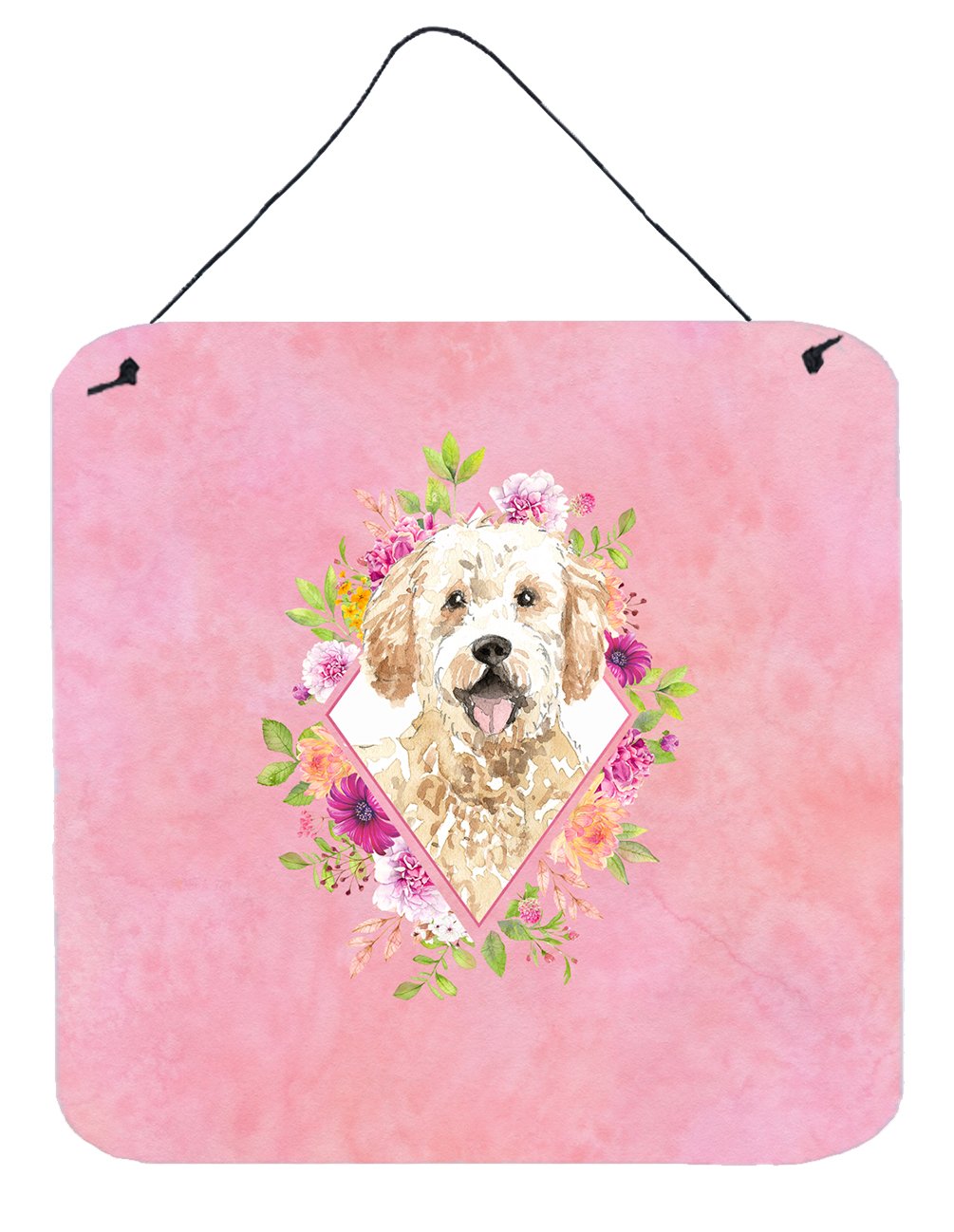 Goldendoodle Pink Flowers Wall or Door Hanging Prints CK4236DS66 by Caroline&#39;s Treasures
