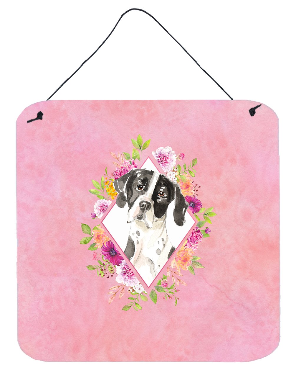 English Pointer Pink Flowers Wall or Door Hanging Prints CK4239DS66 by Caroline's Treasures