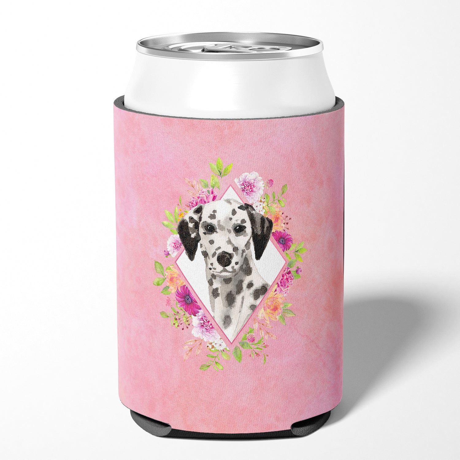 Dalmatian Pink Flowers Can or Bottle Hugger CK4242CC  the-store.com.