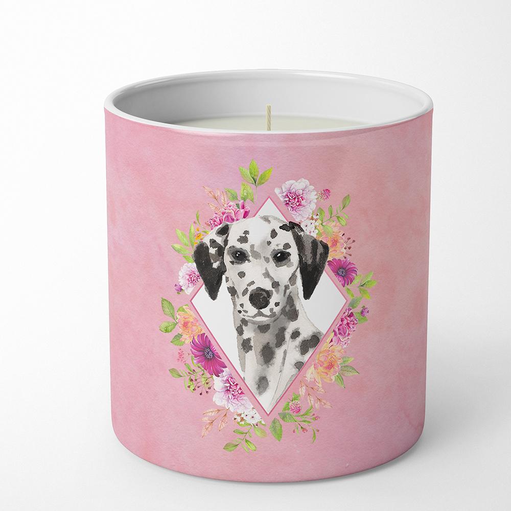 Dalmatian Pink Flowers 10 oz Decorative Soy Candle CK4242CDL by Caroline&#39;s Treasures