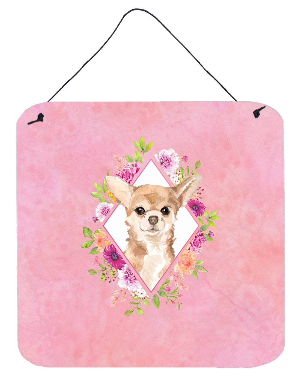 Chihuahua Pink Flowers Wall or Door Hanging Prints CK4245DS66 by Caroline&#39;s Treasures