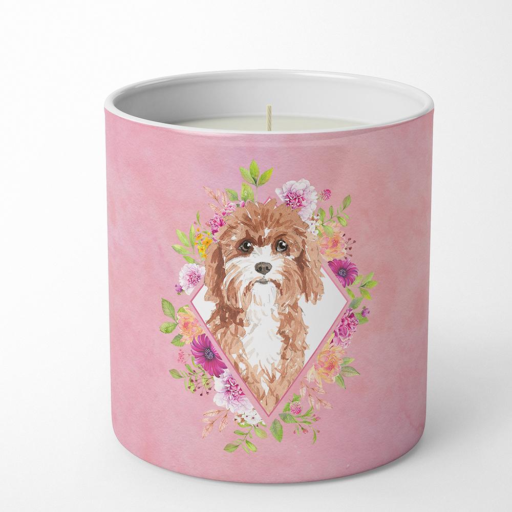 Cavapoo Pink Flowers 10 oz Decorative Soy Candle CK4247CDL by Caroline&#39;s Treasures