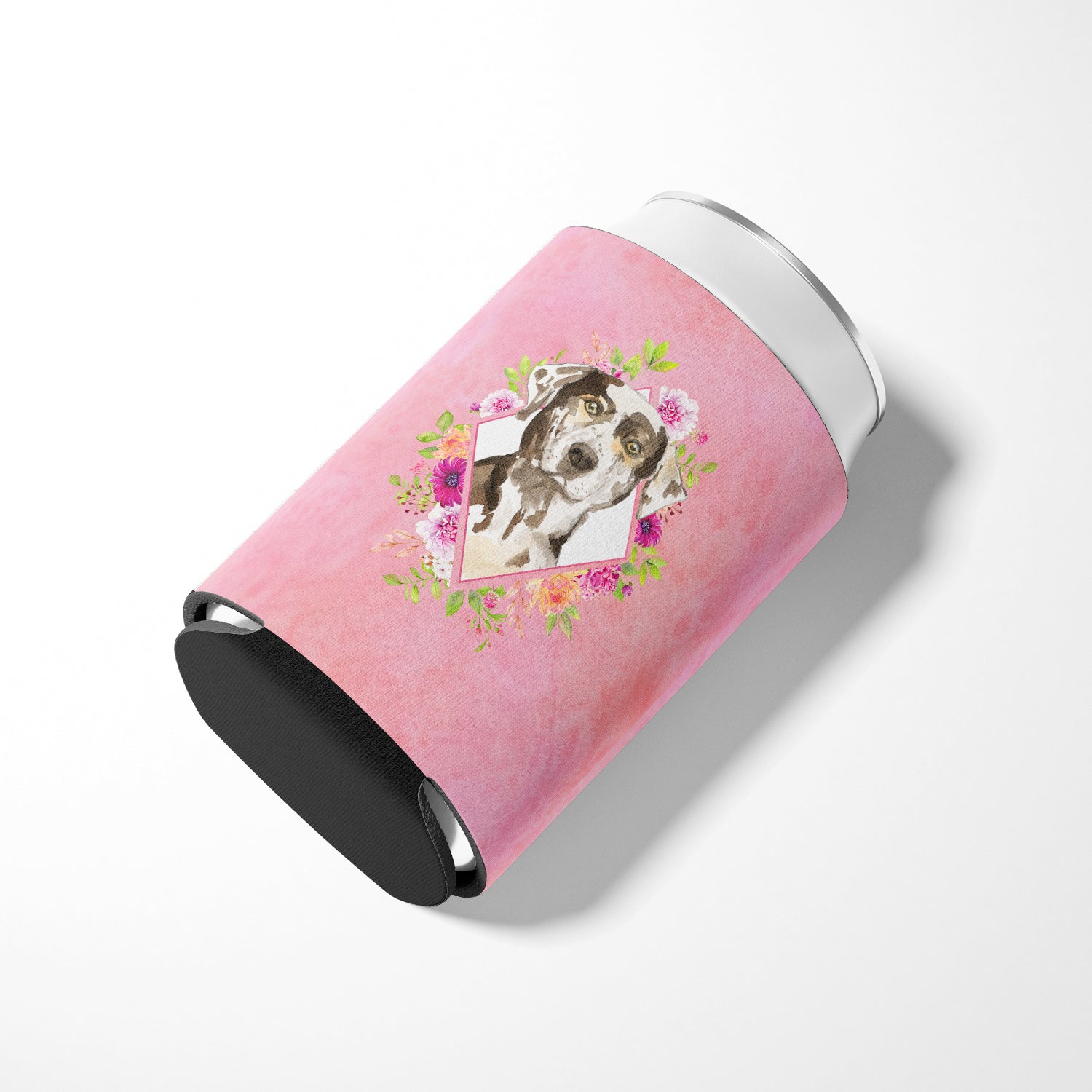 Catahoula Leopard Dog Pink Flowers Can or Bottle Hugger CK4249CC  the-store.com.